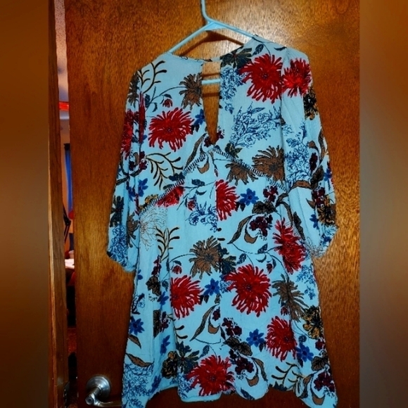 Jodifl Small boho babydoll Dress vneck lined blue/green soft colors , pockets - Picture 14 of 15